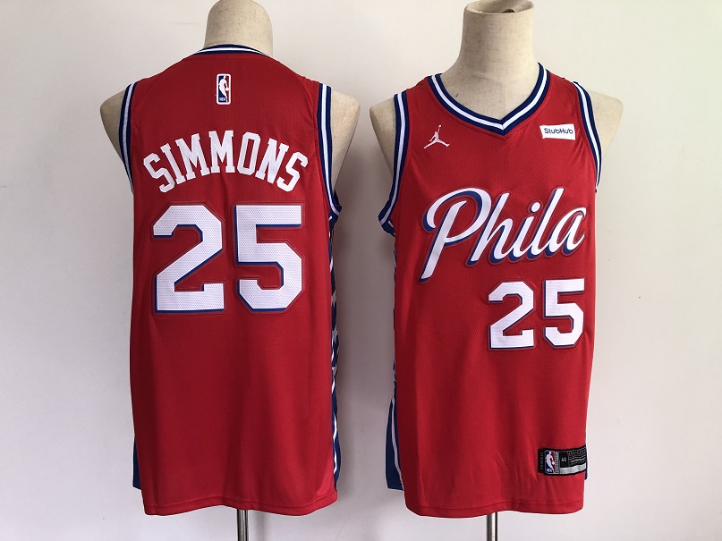 Men Philadelphia 76ers #25 Simmons Red New 2021 NBA Jersey->miami heat->NBA Jersey
